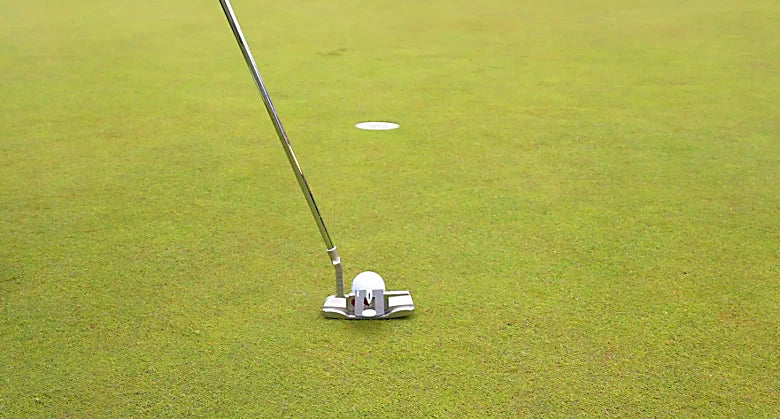 Putter Key shown on a blade putter from behind the golfer